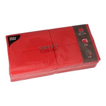 Serviettes "DAILY Collection" pliage 1/8 32 cm x 32 cm rouge