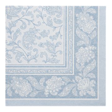Serviettes "ROYAL Collection" pliage 1/4 40 cm x 40 cm bleu artique "Ornaments"
