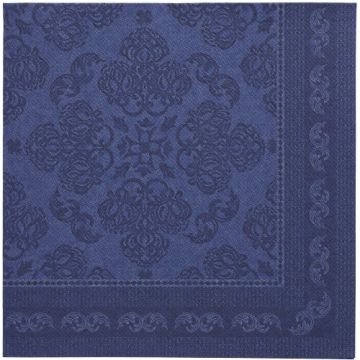 Serviettes "ROYAL Collection" pliage 1/4 40 cm x 40 cm bleu foncé "Arabesque"