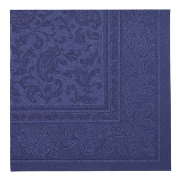 Serviettes "ROYAL Collection" pliage 1/4 40 cm x 40 cm bleu foncé "Ornaments"