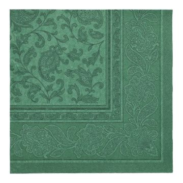 Serviettes "ROYAL Collection" pliage 1/4 40 cm x 40 cm vert foncé "Ornaments"