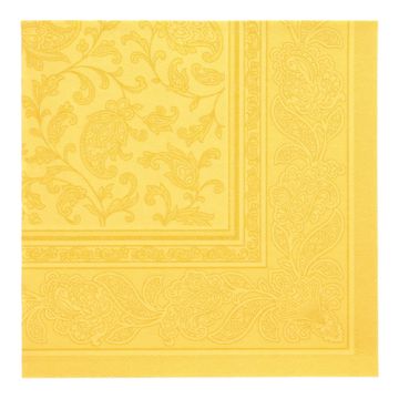 Serviettes "ROYAL Collection" pliage 1/4 40 cm x 40 cm jaune "Ornaments"