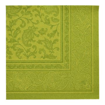 Serviettes "ROYAL Collection" pliage 1/4 40 cm x 40 cm vert olive "Ornaments"