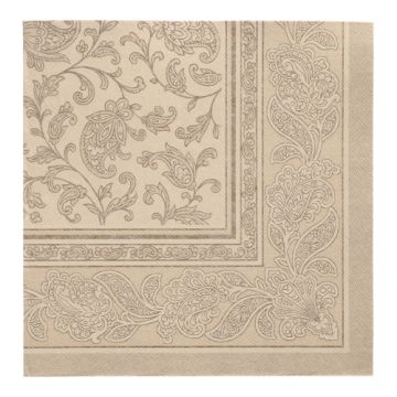 Serviettes "ROYAL Collection" pliage 1/4 40 cm x 40 cm sable "Ornaments"