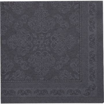 Serviettes "ROYAL Collection" pliage 1/4 40 cm x 40 cm noir "Arabesque"