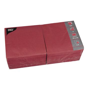 Serviettes, 3 couches pliage 1/4 33 cm x 33 cm bordeaux