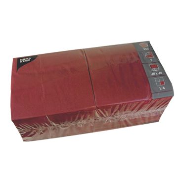 Serviettes, 3 plis pliage 1/4 40 cm x 40 cm bordeaux
