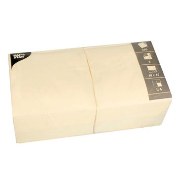Serviettes, 3 plis pliage 1/4 40 cm x 40 cm crème