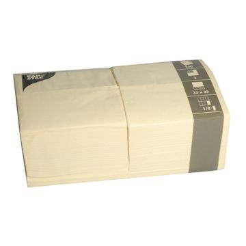 Serviettes, 3 plis pliage 1/8 33 cm x 33 cm crème