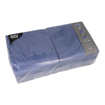 Serviettes, 1 pli pliage 1/4 33 cm x 33 cm bleu foncé