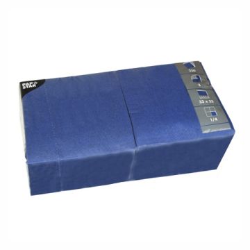 Serviettes, 3 couches pliage 1/4 33 cm x 33 cm bleu foncé