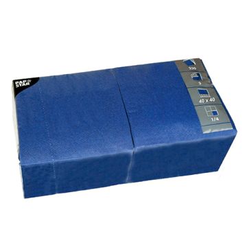 Serviettes, 3 plis pliage 1/4 40 cm x 40 cm bleu foncé