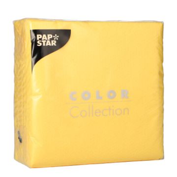 Serviettes, 1 couche pliage 1/4 33 cm x 33 cm jaune
