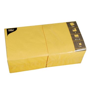 Serviettes, 3 plis pliage 1/4 40 cm x 40 cm jaune