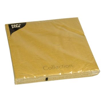 Serviettes, 3 plis pliage 1/4 40 cm x 40 cm or