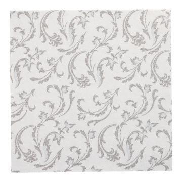 Serviettes "ROYAL Collection" pliage 1/4 40 cm x 40 cm gris "Damascato"