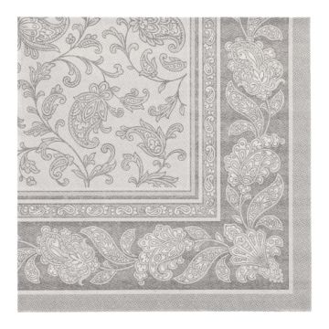 Serviettes "ROYAL Collection" pliage 1/4 40 cm x 40 cm gris "Ornaments"