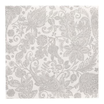 Serviettes "ROYAL Collection" pliage 1/4 40 cm x 40 cm gris "Paisley"
