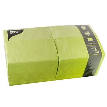 Serviettes, 3 plis pliage 1/8 33 cm x 33 cm vert anis