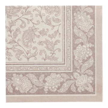 Serviettes "ROYAL Collection" pliage 1/4 40 cm x 40 cm mocca "Ornaments"
