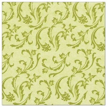 Serviettes "ROYAL Collection" pliage 1/4 40 cm x 40 cm vert olive "Damascato"