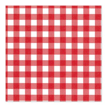 Serviettes, 3 couches pliage 1/4 33 cm x 33 cm rouge "Vichy Karo"