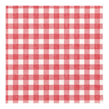Serviettes "ROYAL Collection" pliage 1/4 40 cm x 40 cm rouge "Vichy Karo"