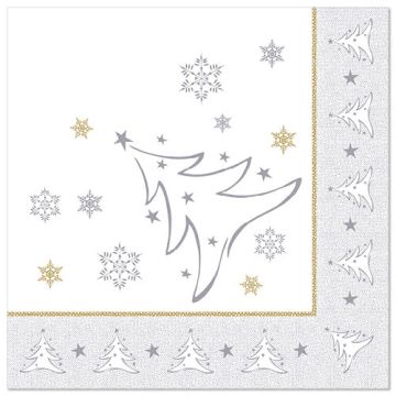 Serviettes "ROYAL Collection" pliage 1/4 40 cm x 40 cm argent "X-Mas Elegance"