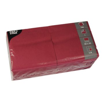 Serviettes, 1 pli pliage 1/4 33 cm x 33 cm lie de vin