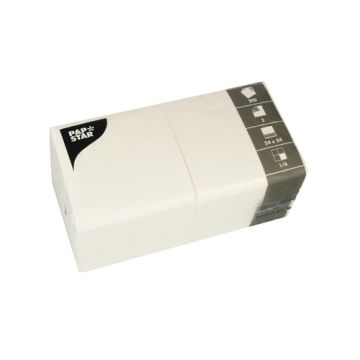 Serviettes, 3 plis pliage 1/4 24 cm x 24 cm blanc