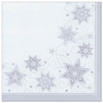Serviettes "ROYAL Collection" pliage 1/4 40 cm x 40 cm blanc "Just Stars"