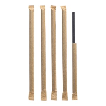 Pailles pour shakes Papier Ø 8 mm · 25 cm noir emballage individuel