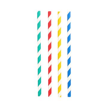 Pailles pour shakes, papier Ø 8 mm · 21 cm couleurs assorties "Stripes"