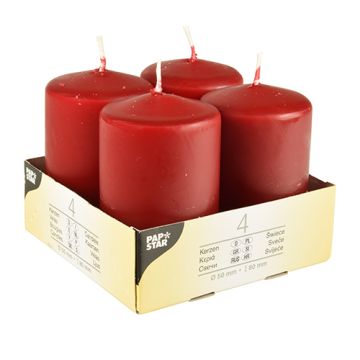 Bougies cylindriques Ø 50 mm · 80 mm bordeaux