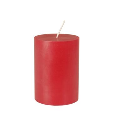 Bougie cylindrique Ø 70 mm · 100 mm rouge en 100% stéarine, teinté dans la masse