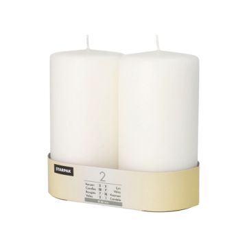 Bougies cylindriques Ø 80 mm · 150 mm blanc à tête plate