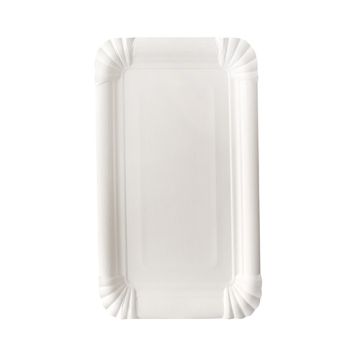 Assiettes, carton "pure" rectangulaire 13 cm x 20 cm blanc