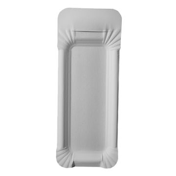 Assiettes, carton "pure" rectangulaire 8 cm x 21 cm blanc avec poignée