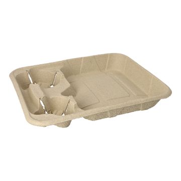 Plateaux, carton "To Go" 4,7 cm x 26,6 cm x 33 cm pour 2 gobelets + 1 repas