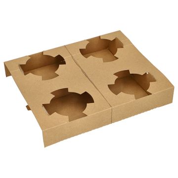 Plateaux, carton "pure" 3,6 cm x 19,8 cm x 24,1 cm marron pour 4 bols à soupe