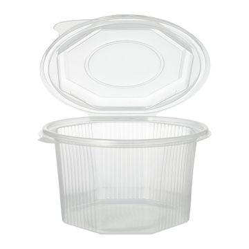 Boîtes avec couvercle-charnière en PP octogonales 1 l 8,3 cm x 13 cm x 13 cm transparent