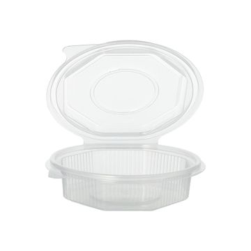 Boîtes avec couvercle-charnière en PP octogonales 250 ml 2,8 cm x 11 cm x 11 cm transparent