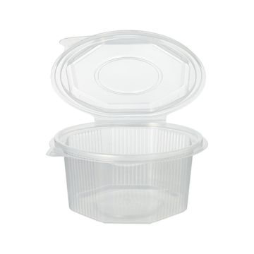 Boîtes avec couvercle-charnière en PP octogonales 500 ml 5,6 cm x 11 cm x 11 cm transparent