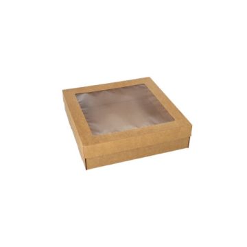 Boites alimentaires à emporter, carton rectangulaire 6 cm x 22,5 cm x 22,5 cm marron