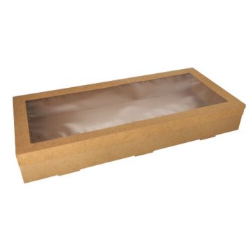 Boites alimentaires à emporter, carton rectangulaire 8 cm x 25,2 cm x 55,8 cm marron