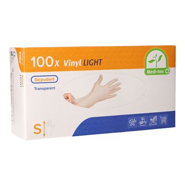 "Medi-Inn PS" Gants en vinyle, poudrés "Light" transparent Taille S