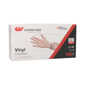 "WORK-INN/PS" Gants en vinyle, non poudrés "Comfort" transparent Taille L