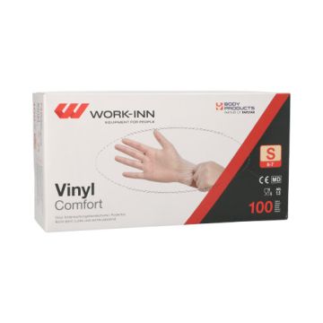"WORK-INN/PS" Gants en vinyle, non poudrés "Comfort" transparent Taille S
