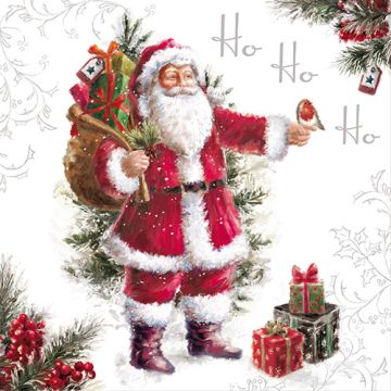 Serviettes, 3 plis pliage 1/4 33 cm x 33 cm "HoHoHo"