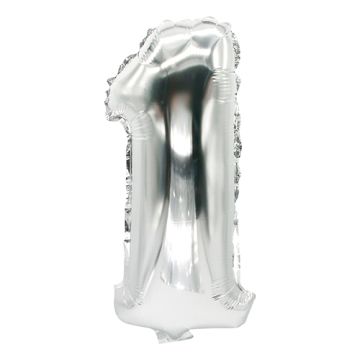 Ballon aluminium 35 cm x 20 cm argent "1"